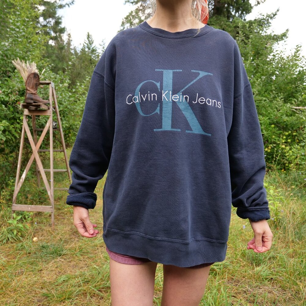 Vintage Calvin Klein Crewneck Sweatshirt 90s Streetwear Thrift Crew Pullover - Picture 3 of 10